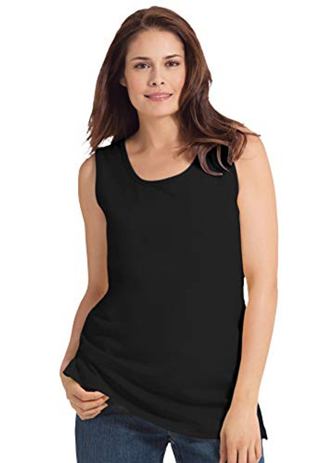 Woman Within Women's Plus Size Perfect Scoop-Neck Tank Top - M  Black