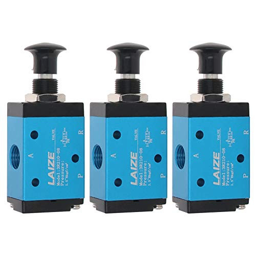 Othmro 3R210-08 12.5mm Pneumatic operated valve   Pneumatic Air Hand Lever Operated Valve Blue 3pcs