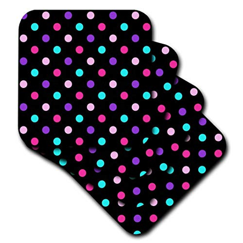 3D Rose Dots Background Soft Coasters  Pink Purple Aqua Black