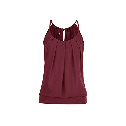 Summer Tops for Women Women's Casual Spaghetti Strap Floral Print Tank Tops Camis Shirt Wine Red