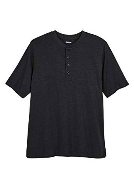 KingSize Men's Big  and  Tall Shrink-Less Lightweight Henley T-Shirt - Big - 5XL  Black Henley Shirt