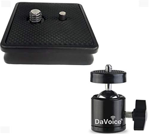 DaVoice 41mm Tripod Quick Release Plate for Ambico V-0552 V-0554 Sunpak 7500 Pro 7500tm 7575  Kalimar Pro-Tech V-40 Plus 360 Degree Rotating Swivel Mini Tripod Ball Head with 1 4" Screw Thread Base Mount DaVoice 41mm Tripod Quick Release Plate for Ambico V-0552 V-0554 Sunpak 7500 Pro 7500tm 7575  Kalimar Pro-Tech V-40 Plus 360 Degree Rotating Swivel Mini Tripod Ball Head with 1 4" Screw Thread Base Mount
