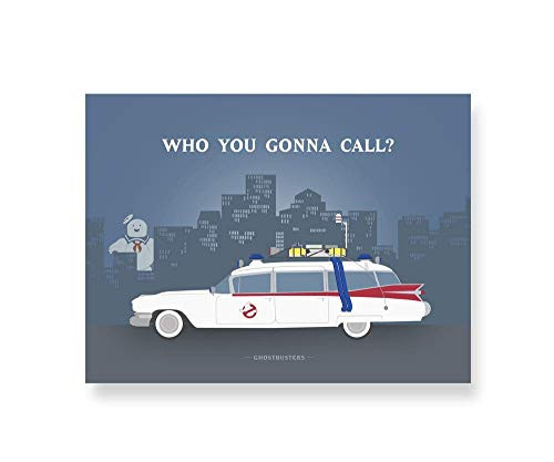 Ghostbusters GRAPHIC Print "Who You Gonna Call?"  Ecto-1 Ghostbusters Car illustration  Stay Puft Marshmallow Man too