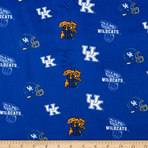 Sykel Enterprises NCAA Kentucky Wildcats Tossed Logo Minky  Blue White Orange Yard