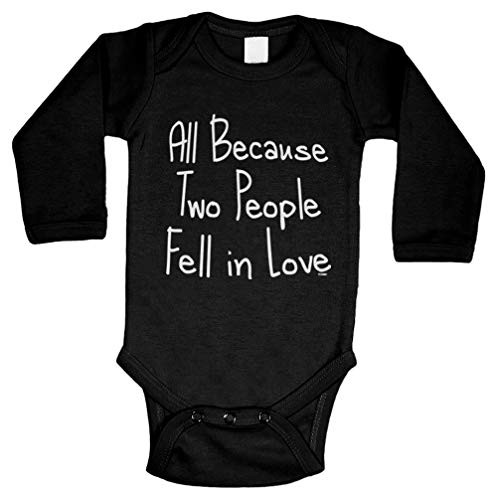 All Because Two People Fell in Love Long Sleeve Bodysuit  Black  12 Months