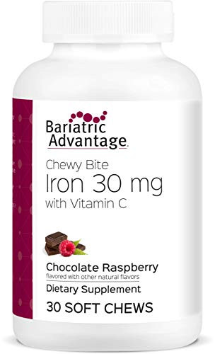 Bariatric Advantage Iron Chewy Bite Chocolate Raspberry Truffle  30 mg iron  60 mg vitamin c  30 count