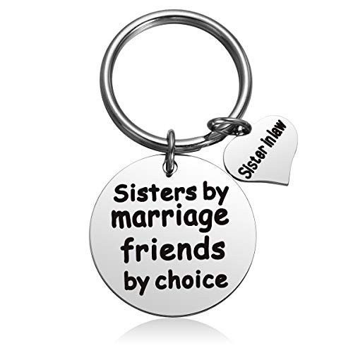 JZSTA Sister in Law Gift Sister by Marriage Friends by Choice Keychain Valentine's Day