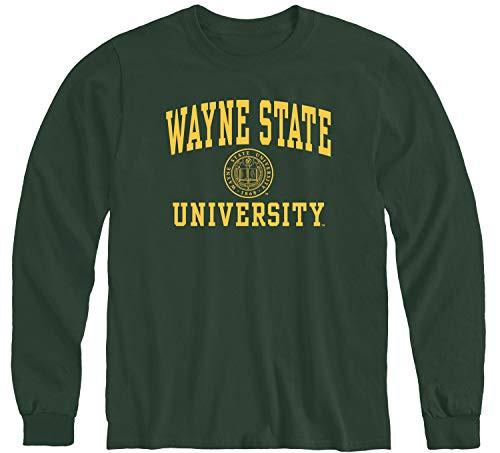 Ivysport Wayne State University Warriors Long Sleeve Adult Unisex T-Shirt  Heritage  Hunter Green  Small
