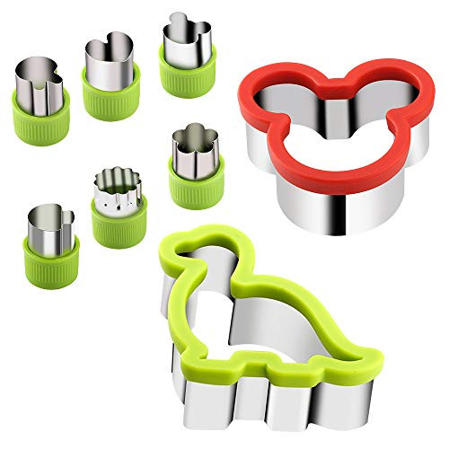 8 Piece Stainless Steel Sandwiches Cutter, Mickey Mouse & Dinosaur Cookie Cutter, Food Grade Biscuit Mold Cookie Cutter for Kids Suitable for Cakes and Cookie