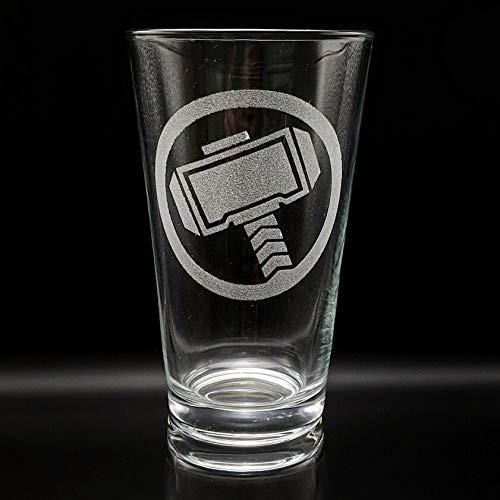 THOR EMBLEM Engraved Pint Glass  Inspired by Marvel  Personalized