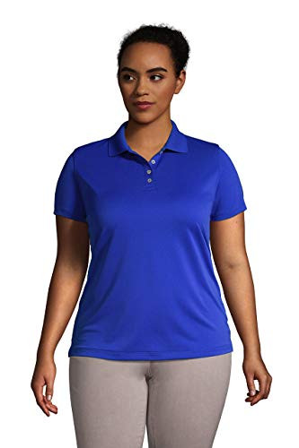 Lands' End Womens Short Sleeve Polyester Polo Shirt Dark Cobalt Blue Regular X-Large
