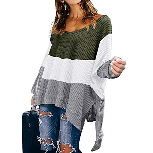 Womens Tops and Blouses Women's Fall Long Sleeve Side Split Loose Casual Pullover Tunic Tops Army Green