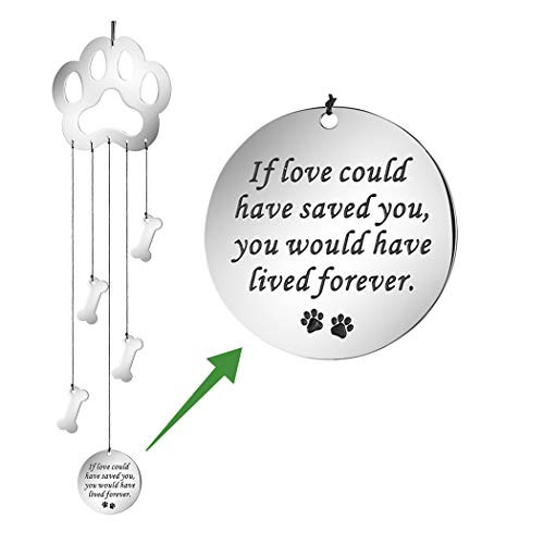 MEMGIFT Dog Memorial Wind Chimes Loss of Pet Sympathy Gift for Pet Owner Remembrance Handmade Windchimes for Outdoor Indoor Garden Yard Porch Patio Home Deco Gifts for Women Loss Dog Pets