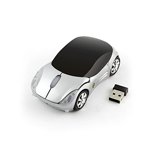 Car Mouse Wireless,DIGIBLUSKY 2.4GHz 3D Car Shape Wireless Optical Mouse USB Gaming Mouse with Receiver for PC Laptop (Sliver)