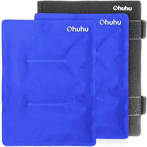 Ohuhu 2 Packs 14" X 11" Large Reusable Gel Ice Pack with Wrap for Hot  and  Cold Therapy  Ice Pack for Injuries  Pain Relief for Shoulder  Knee  Back  Hip  Aches  XL Blue Cold Pack