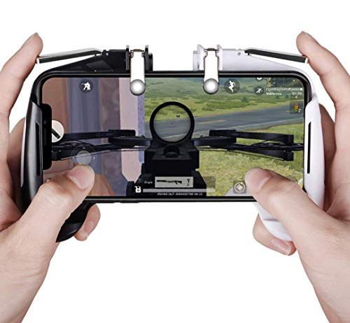 PUBG Mobile Controller, Durable Cellphone Triggers Gamepad Sensitive Shoot and Aim Keys Joysticks for iPhone Android Smartphone(Black-White)