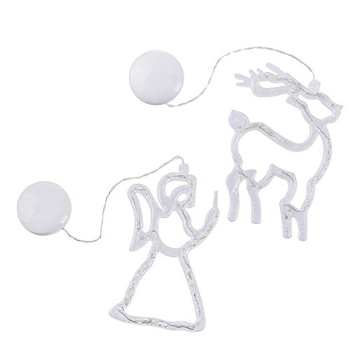 Uonlytech 2Pcs Christmas Lights Indoor Window Decorations Curtain Light with Suction Cup Battery Powered Novelty Hanging Christmas String Light for Christmas Tree Party Bedroom