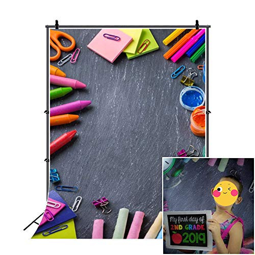 CSFOTO 6x8ft Back to School Backdrop Blackboard Class Tools Online Course Online Teaching Background for Photography School Classroom Backdrop Homecoming Student Children Photo Background