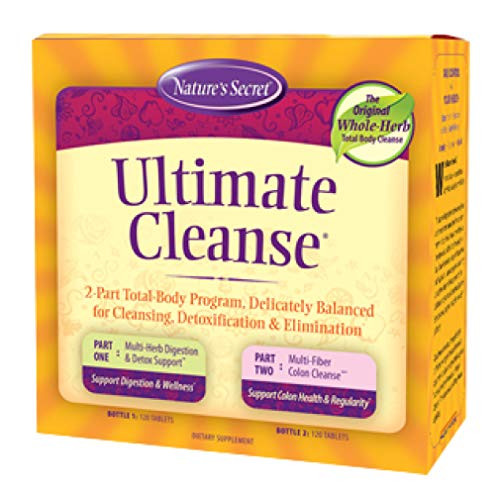 Nature's Secret Ultimate Cleanse 2-Part Total Body Detoxification  and  Elimination Supports Digestion  Wellness  Colon Health  and  Regularity - Multi-Herb Digestion  and  Multi-Fiber Cleanse - 240 Tablets