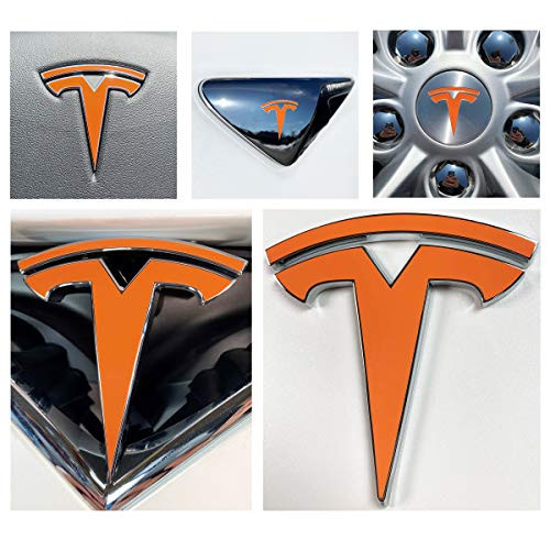 Custom Cut Graphics Logo Decal Wrap for Tesla Model S New Fascia  14-pc Set  Gloss Orange