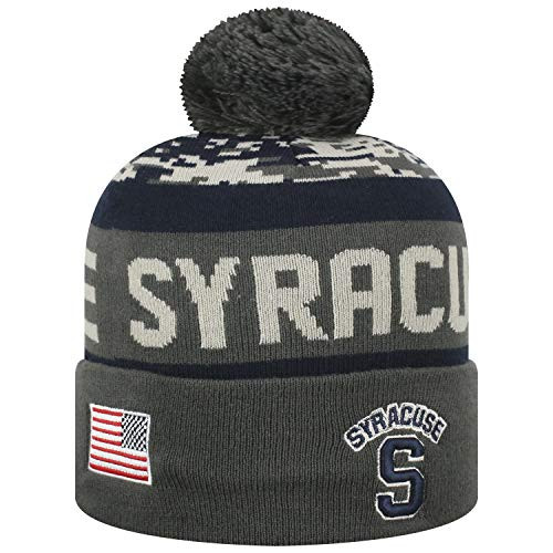 Top of the World NCAA-Salute to USA Military-Cuffed Knit Pom Beanie Hat-Syracuse Orange