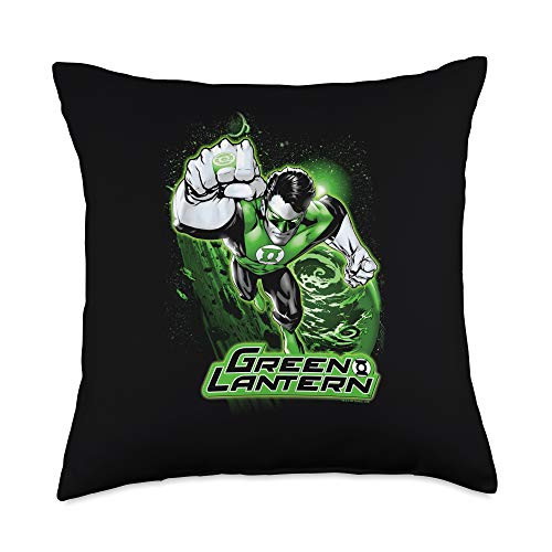 Green Lantern Green  and  Gray Throw Pillow  18x18  Multicolor
