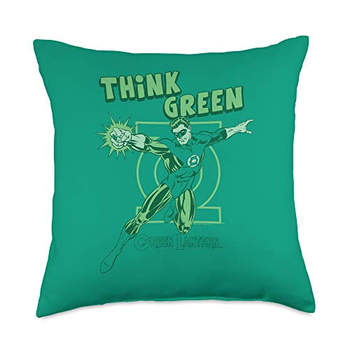 Green Lantern Think Green Throw Pillow  18x18  Multicolor