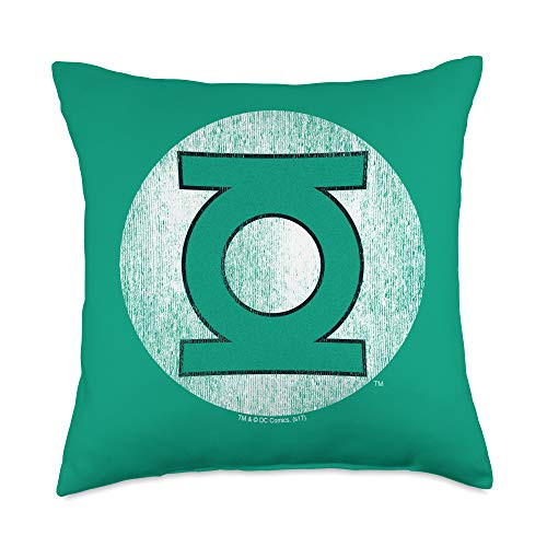 Green Lantern Logo Distressed Throw Pillow  18x18  Multicolor