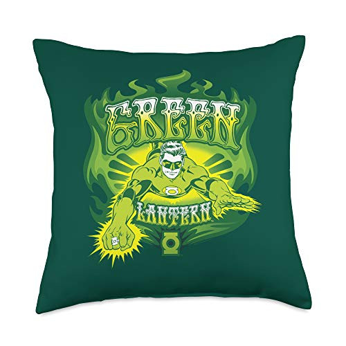 Green Lantern Green Flames Throw Pillow  18x18  Multicolor