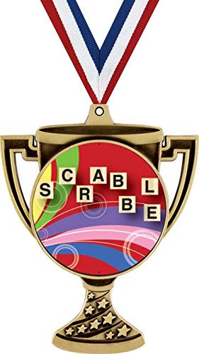 Scrabble Trophy Cup Medal Gold  3" Scrabble Board Games Prizes  Kids Scrabble Trophy Medal Awards 1 Pack Prime