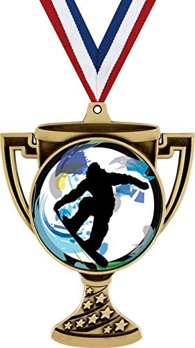 Snowboarding Trophy Cup Medal Gold  3" Snowboard Prizes  Kids Snowboarder Trophy Medal Awards 1 Pack Prime