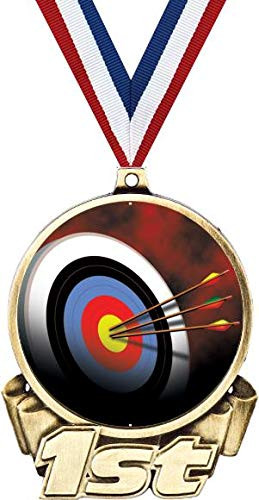 Archery First Place Medal  3" Gold Archery Board Trophy Medal Award 1 Pack Prime