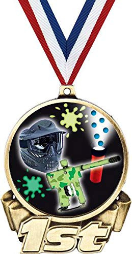 Paintball First Place Medal  3" Gold Paintball Trophy Medal Award 1 Pack Prime