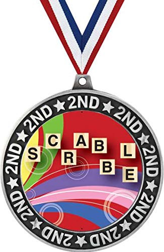 Scrabble Second Place Medals  2 3 4" Silver Scrabble Board Games Trophy Medal Award 1 Pack Prime