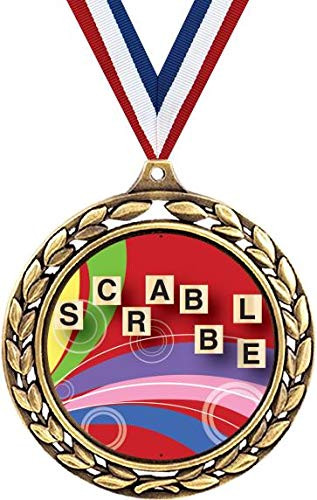 Scrabble Medals - 2 1 2" Laurel Wreath Scrabble Board Games Medal - Great Scrabble Awards for Kids 1 Pack Prime