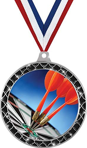 Darts Black Trellis Medal Silver  2.5" Dartboard Bullseye Prizes  Kids Darts Trophy Medal Awards 1 Pack Prime