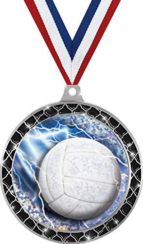 Volleyball Black Trellis Medal Silver  2.5" Volleyball Net Prizes  Kids Volleyball Trophy Medal Awards 1 Pack Prime