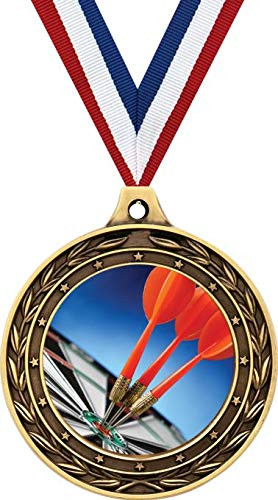 Darts Gold Duo Medal  3" Dartboard Bullseye Prizes  Kids Darts Trophy Medal Awards 1 Pack Prime