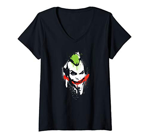 Womens Batman  Arkham City The Joker Spraypaint Smile V-Neck T-Shirt