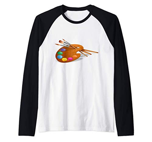 Art Teacher Artist Paint Palette  and  Brushes Raglan Baseball Tee