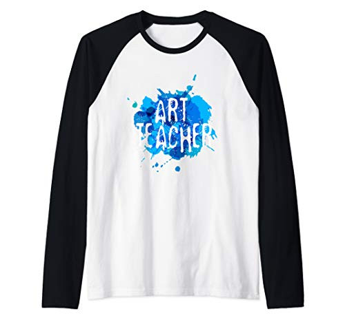 Blue Paint Splatter Graphic Art Teacher Raglan Baseball Tee