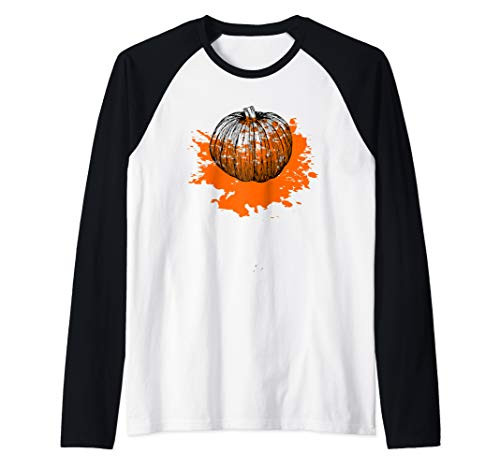 Paint Splatter Splash Abstract Art Halloween Pumpkin Raglan Baseball Tee