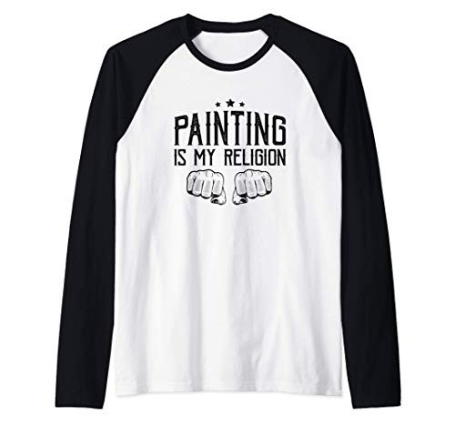 Retro Painting Is My Religion Paint Painter Artist Raglan Baseball Tee