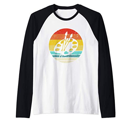 Retro Vintage Paint Palette Costume Artist Art Teacher Raglan Baseball Tee