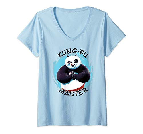 Womens Kung Fu Panda Po Kung Fu Master Paint Smear Portrait V-Neck T-Shirt Womens Kung Fu Panda Po Kung Fu Master Paint Smear Portrait V-Neck T-Shirt