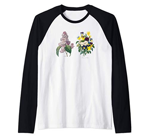 Pierre Joseph Redoute Lily  and  Pansy Paint Flower Gardener Raglan Baseball Tee