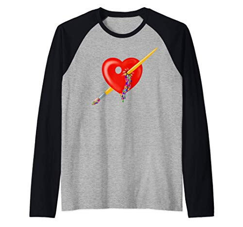 Artist Love Art Tools paint Palette Brushes Art Raglan Baseball Tee