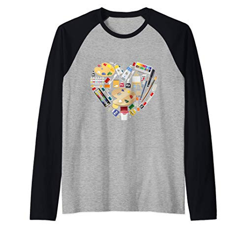 Artist Paint Palette Brushes Art Painter heart men women kid Raglan Baseball Tee
