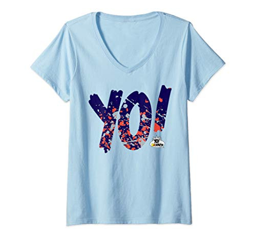 Womens MTV YO MTV Raps Paint Splatter Logo V-Neck T-Shirt