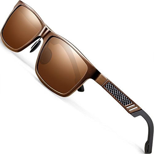 ATTCL Men's Hot Retro Al-Mg Metal Frame Driving Polarized Sunglasses Al-Mg Metal Frame Ultra Light 6560 Brown